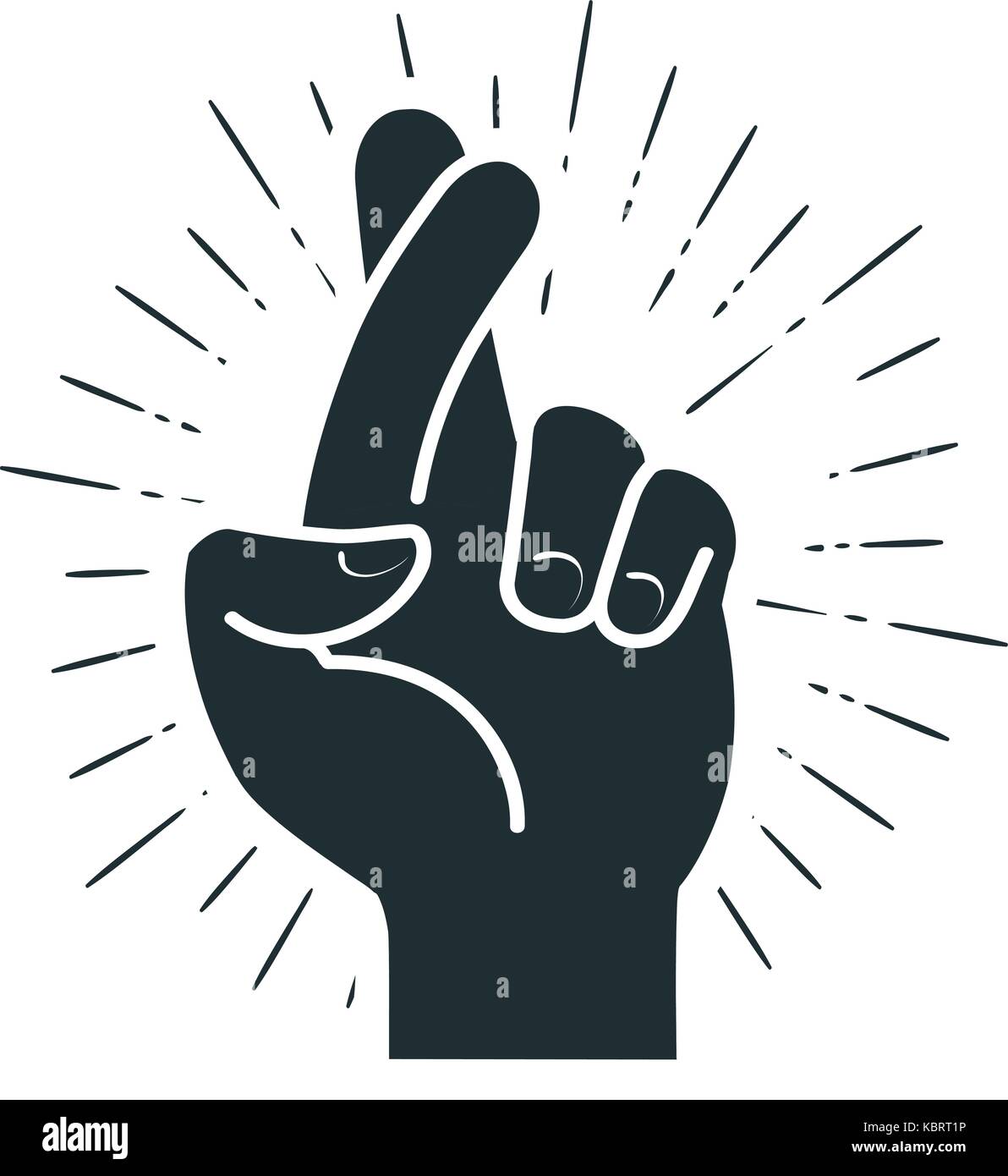 Fingers crossed, hand gesture. Lie, on luck, superstition symbol or icon. Vector illustration Stock Vector