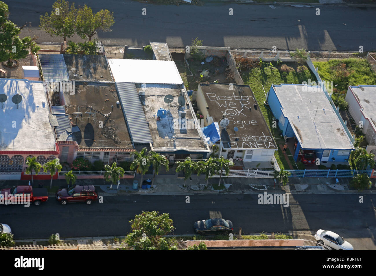 Aerial View of Damaged Caused by Hurricane Maria in Puerto Rico Stock Photo
