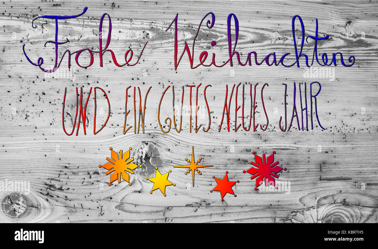 Colored Calligraphy Gutes Neues Means Happy New Year Stock Photo