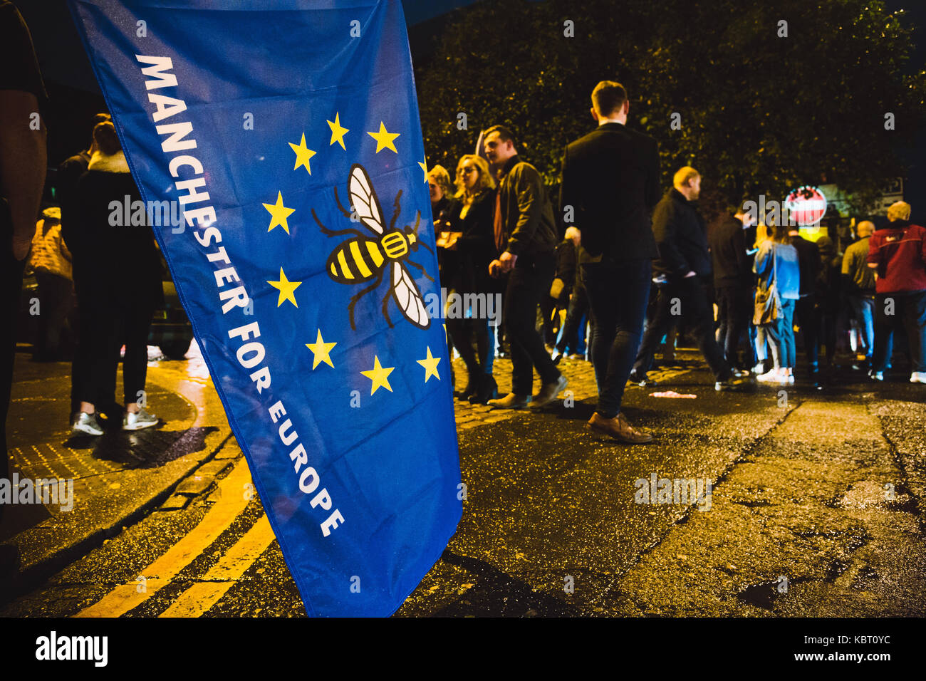 Stop Brexit march in Manchester before the 2017 Tory party conference, Manchester, UK. Stock Photo