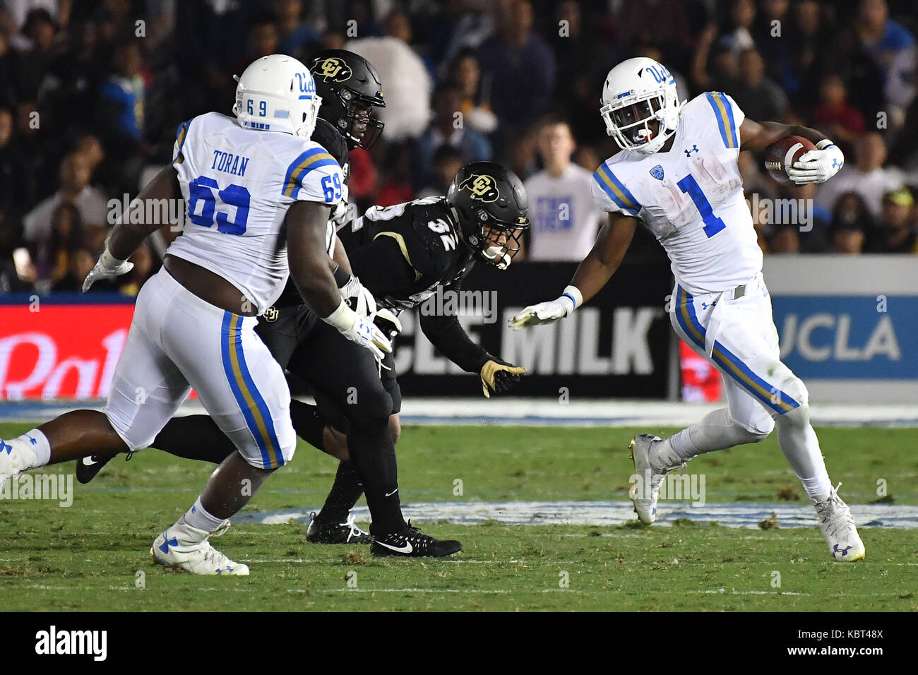 Pasadena, CA. 30th Sep, 2017. UCLA Bruins running back Soso Jamabo 1