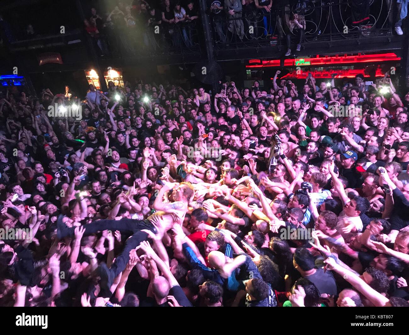 Buenos Aires, Argentina. 30th Sep, 2017. Campino, singer with the German  punk rock band Die Toten Hosen, crowd surfing at a concert in Buenos Aires,  Argentina, 30 September 2017. The sold-out concert