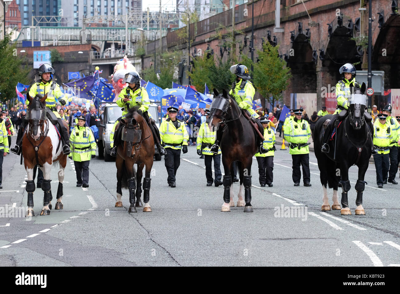 Stop Brexit march, Manchester city centre, Sunday 1st October 2017 - Large protest by thousands of Stop Brexit supporters through the city centre of Manchester on the opening day of the Conservative Party Conference.  Steven May / Alamy Live News Stock Photo