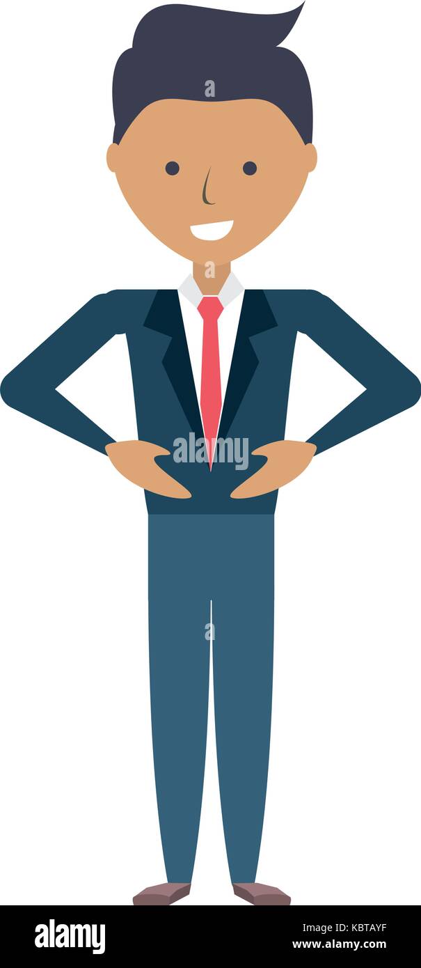 cartoon businessman icon over white background colorful design vector ...