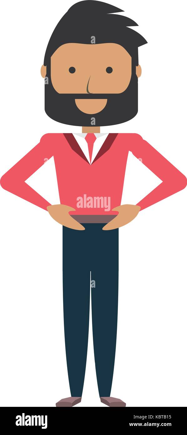 cartoon businessman icon over white background colorful design vector ...