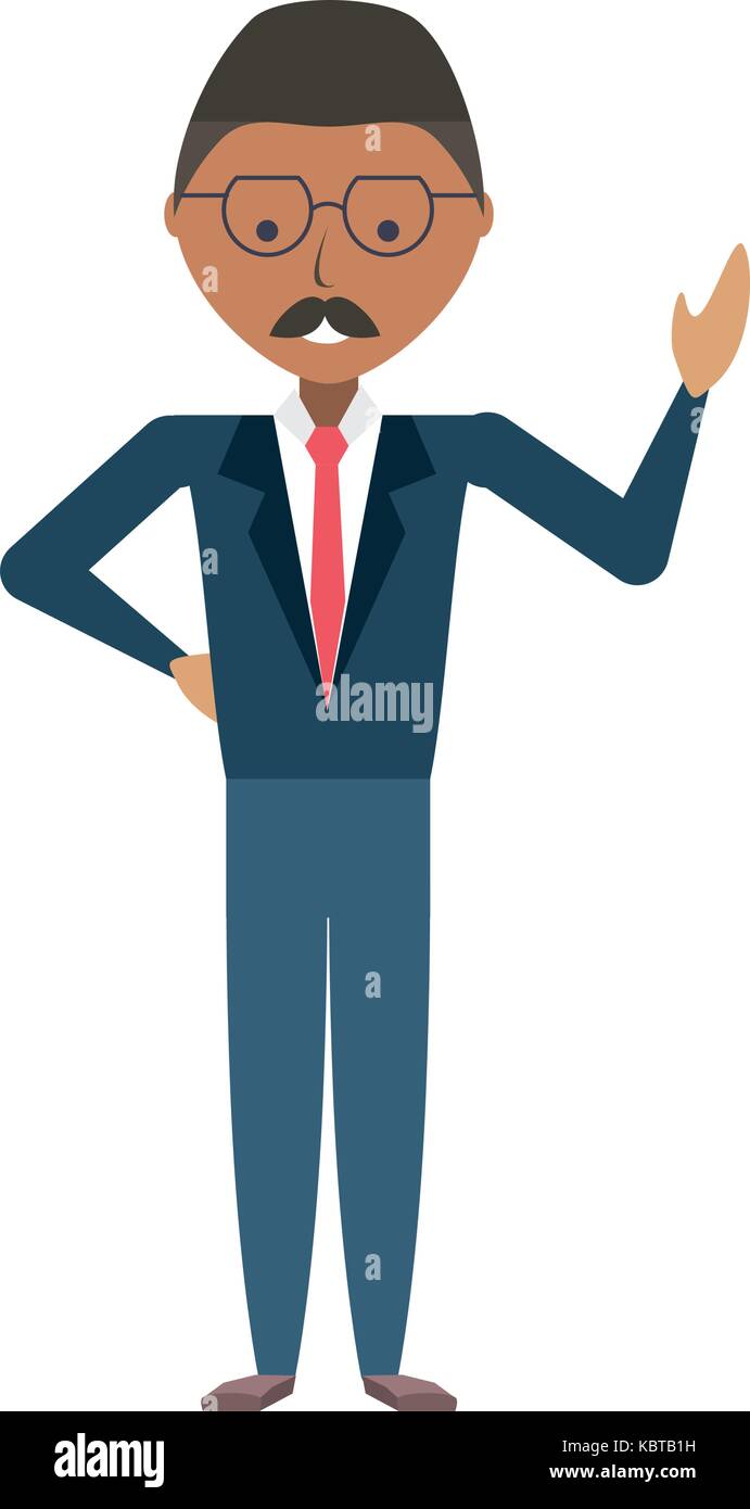 cartoon businessman icon over white background colorful design vector ...