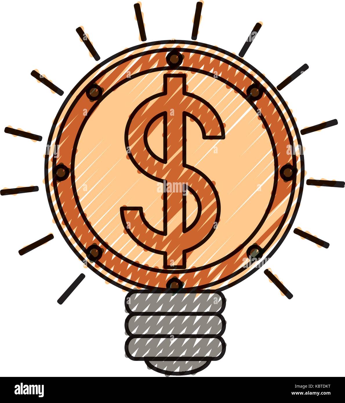 bulb with money sign icon over white background vector illustration ...