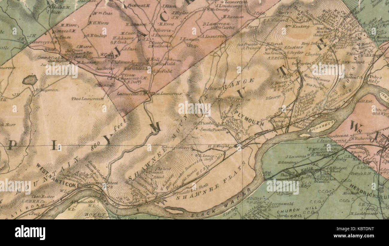 1864 Luzerne County, PA Map Stock Photo Alamy