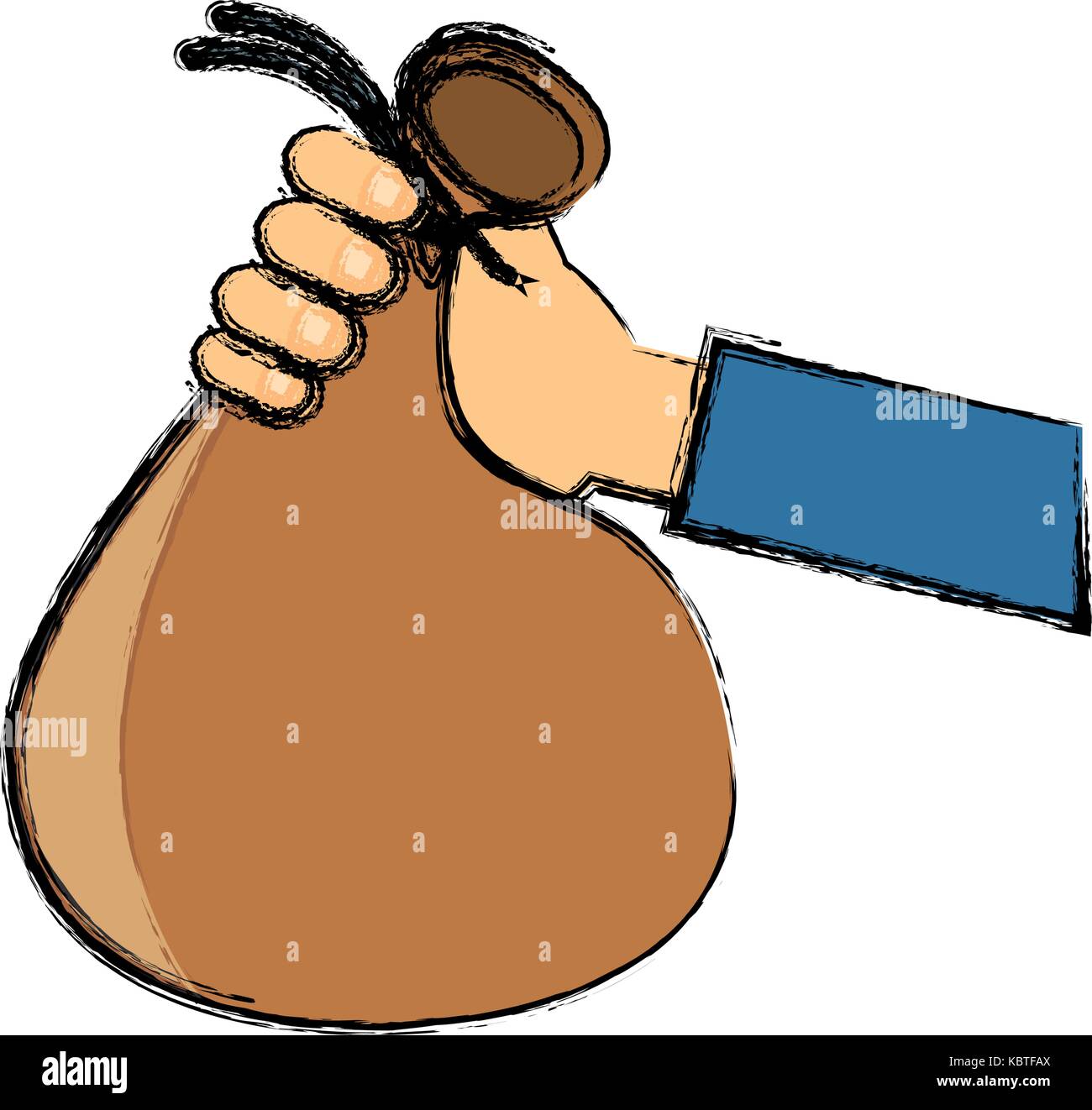 hand with money sack icon over white background vector illustration ...
