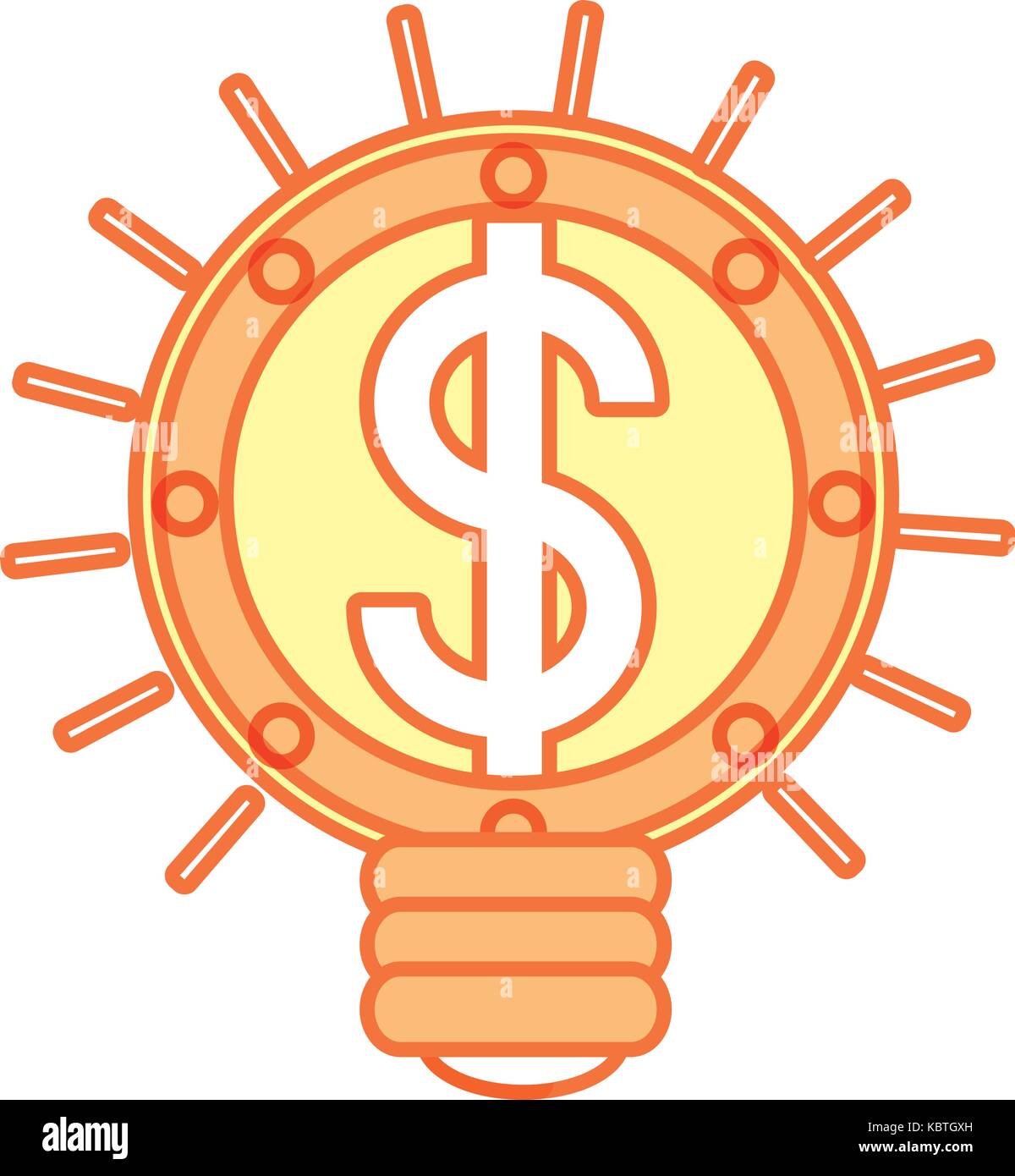bulb with money sign icon over white background vector illustration ...
