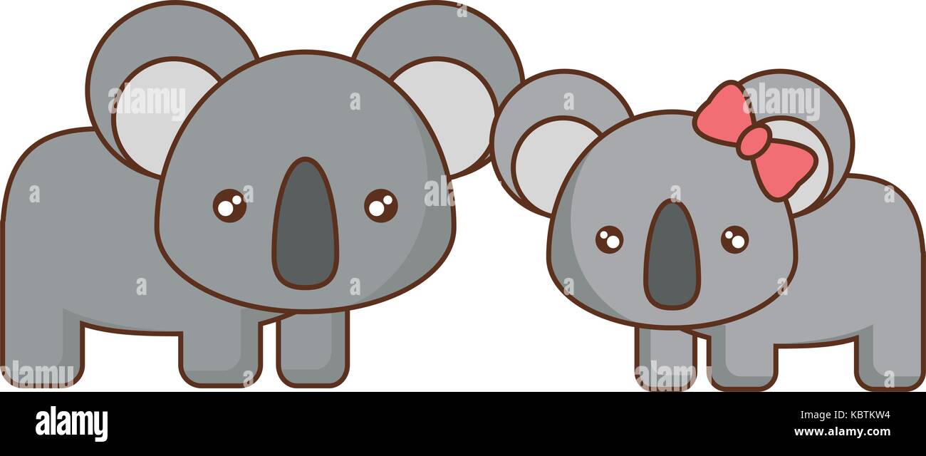 cute couple of koalas icon over white background vector illustration ...