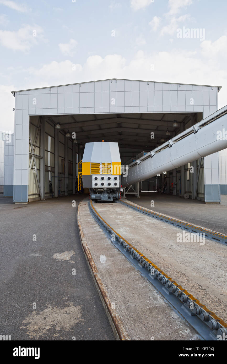 Fragment construction floating gate overlying marine fairway in the event of a threat of flooding. Saint Petersburg Flood Prevention Facility Complex Stock Photo