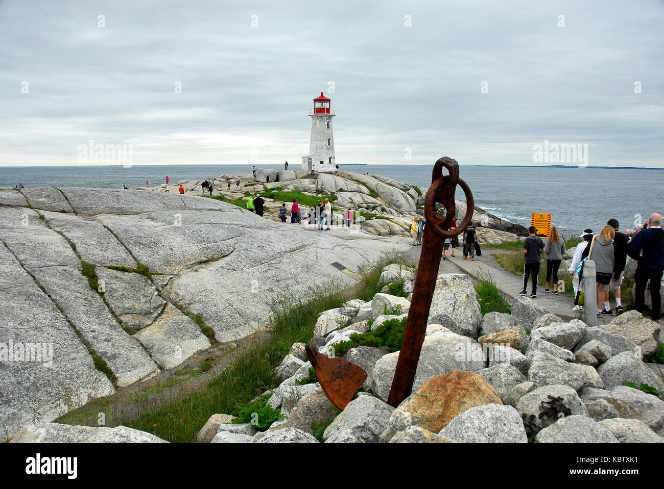 Peggy's Cove Lighthouse at Peggy's Cove on the eastern shore of St. Margaret's Bay in Halifax, Nova Scotia, Canada Stock Photo
