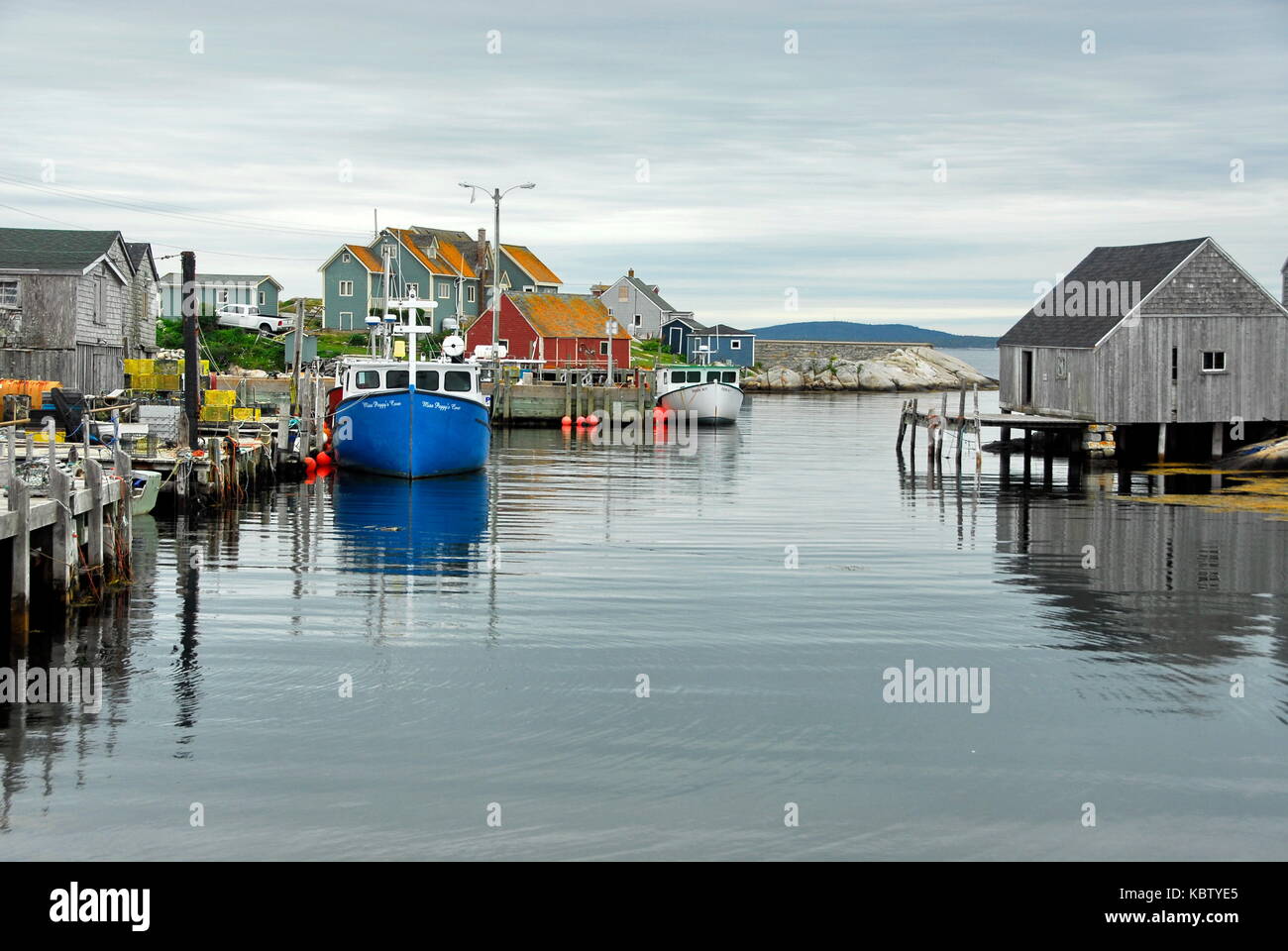 Harbor and town of Peggy's Cove on the eastern shore of St. Margaret's Bay in Halifax, Nova Scotia, Canada Stock Photo