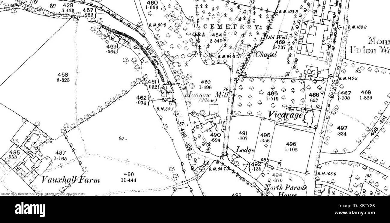 Monmouth Monnow Mill OS MAP 1880 Stock Photo Alamy