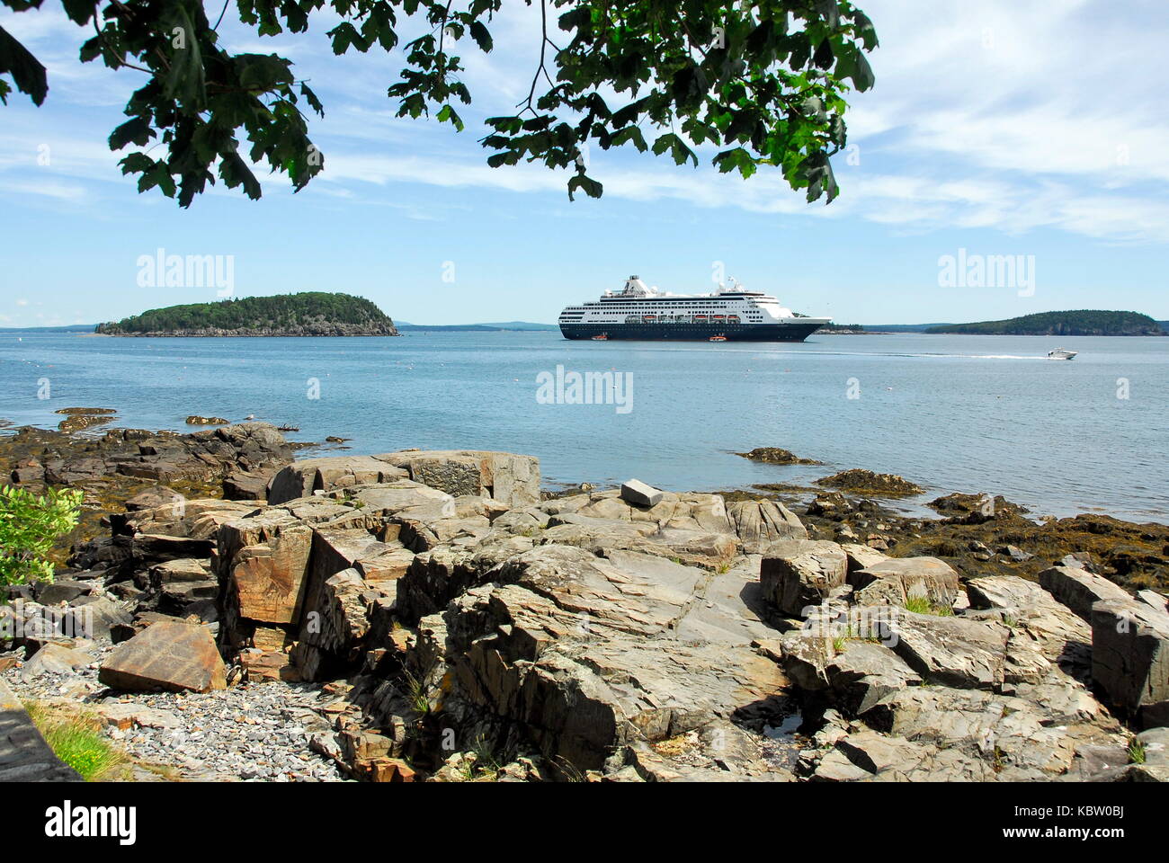 The Holland America cruise ship off Bar Harbor, Maine Stock Photo