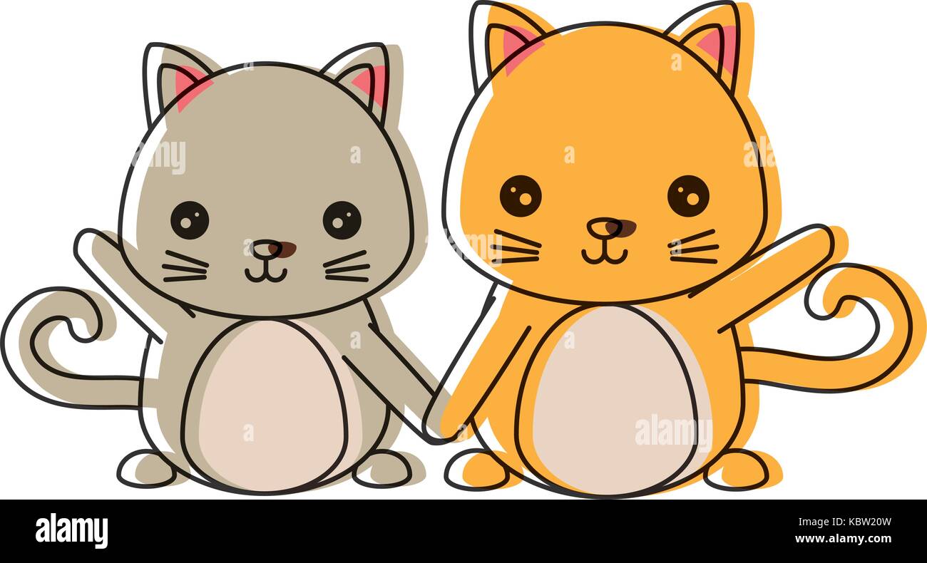 Premium Vector  Cute couple of cats icon over white background