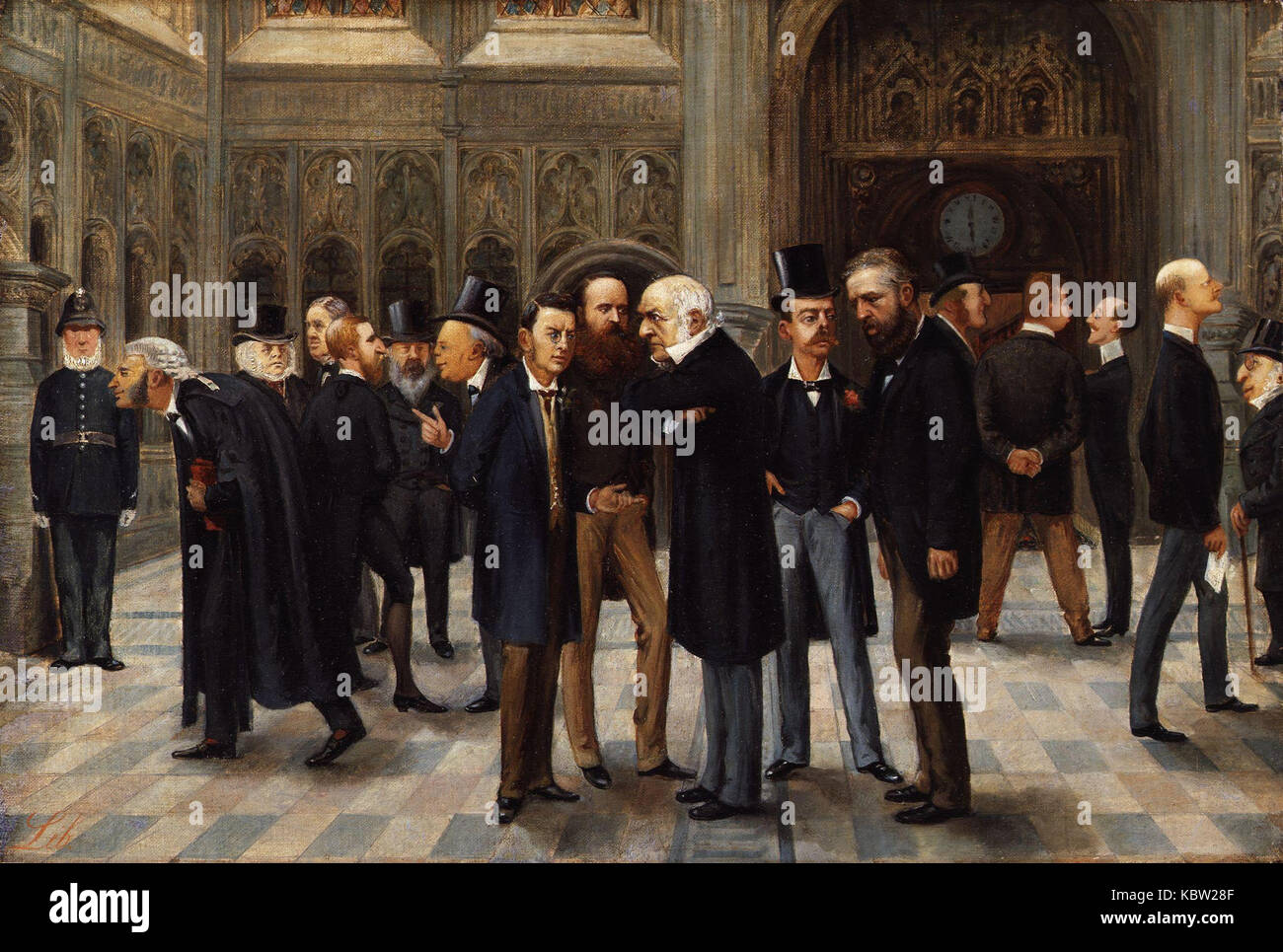 The Lobby of the House of Commons, 1886 by Liborio Prosperi ('Lib') Stock Photo