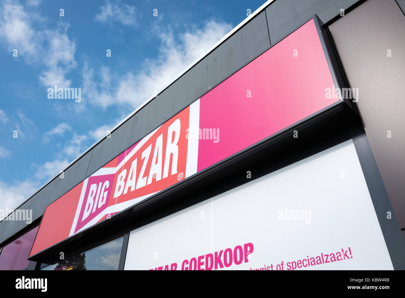 Big Bazar sign at branch. Big Bazar is a Dutch discount store-chain ...