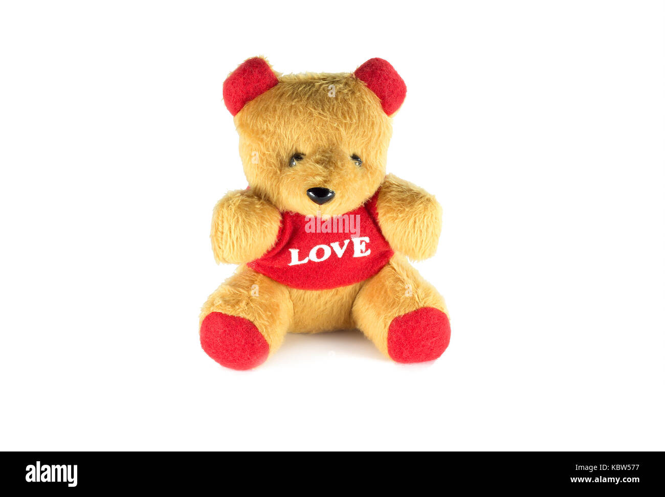 Teddy bear with gift box that isolated on white background with copy ...