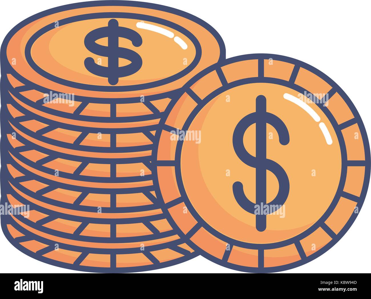money coins stack icon over white background vector illustration Stock ...