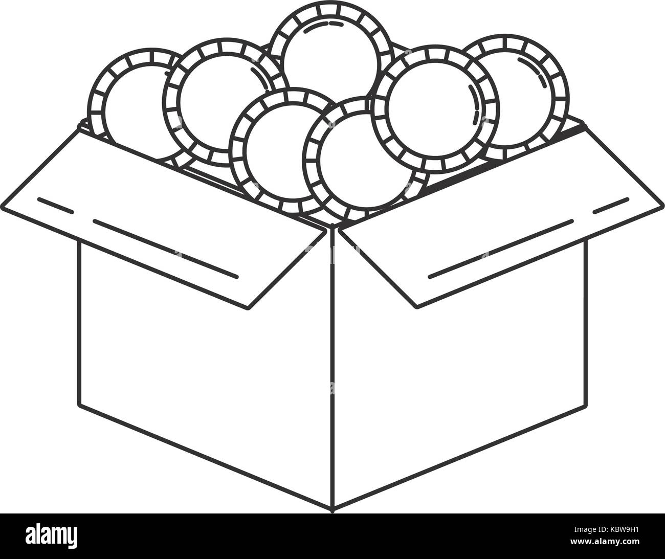 box with coins icon over white background vector illustration Stock ...