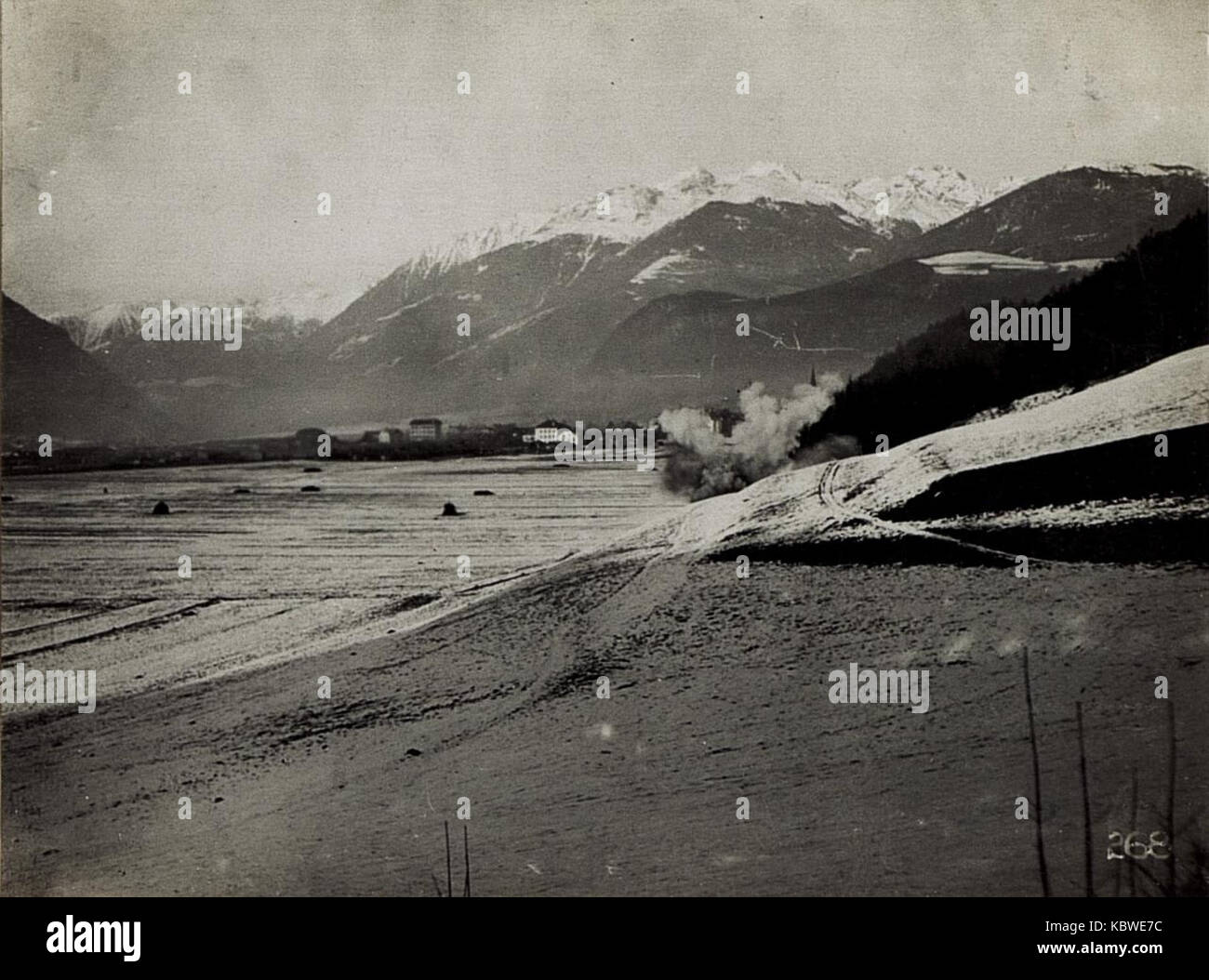 A photograph from January 16, 1916, showing the first trial of ...