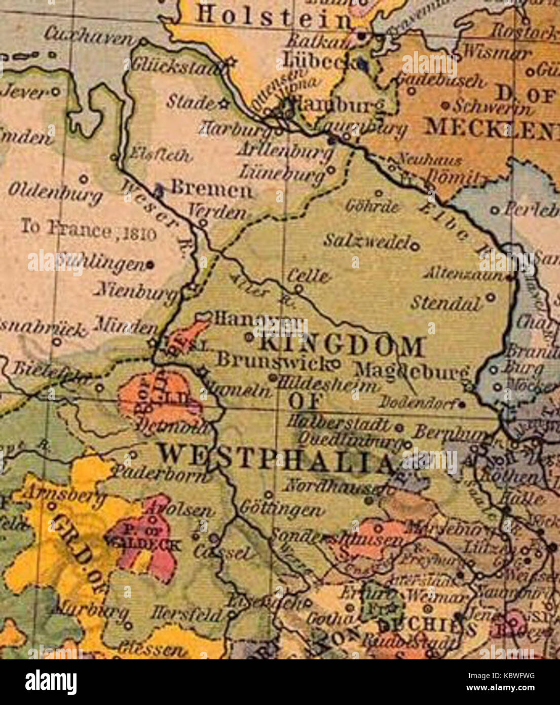 Map Kingdom of Westphalia Stock Photo Alamy