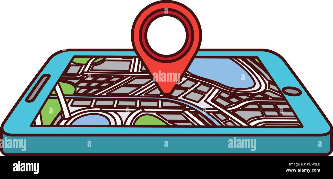 navigation gps device and city map with pins technology and traveling ...