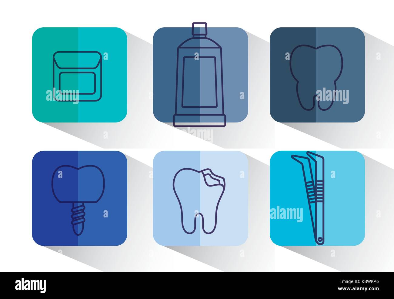dental care related icons over colorful squares and white background ...