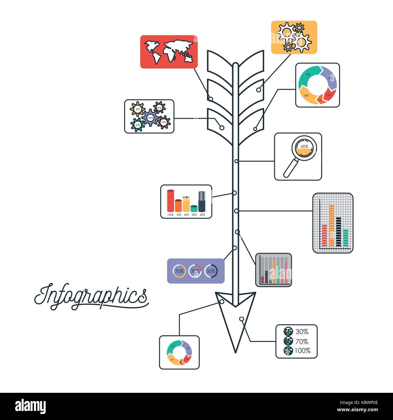 infographics and statistics with hunting arrow icon Stock Vector Image ...