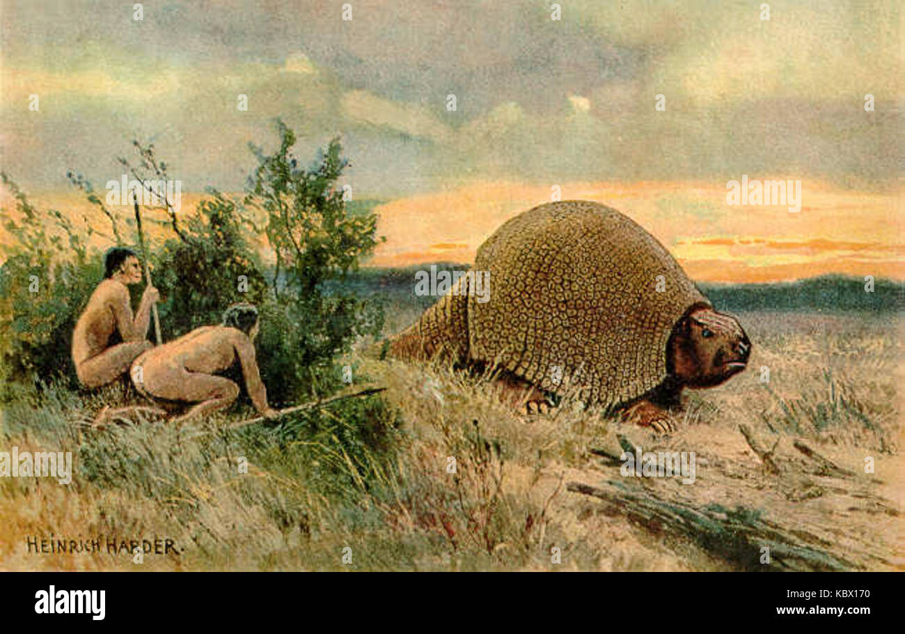 Glyptodon old drawing Stock Photo