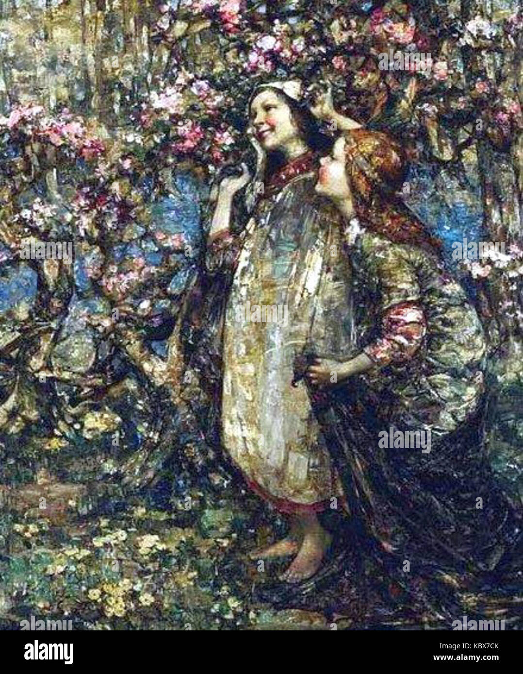 Edward Atkinson Hornel's painting 'Spring Time' from 1916 captures a ...