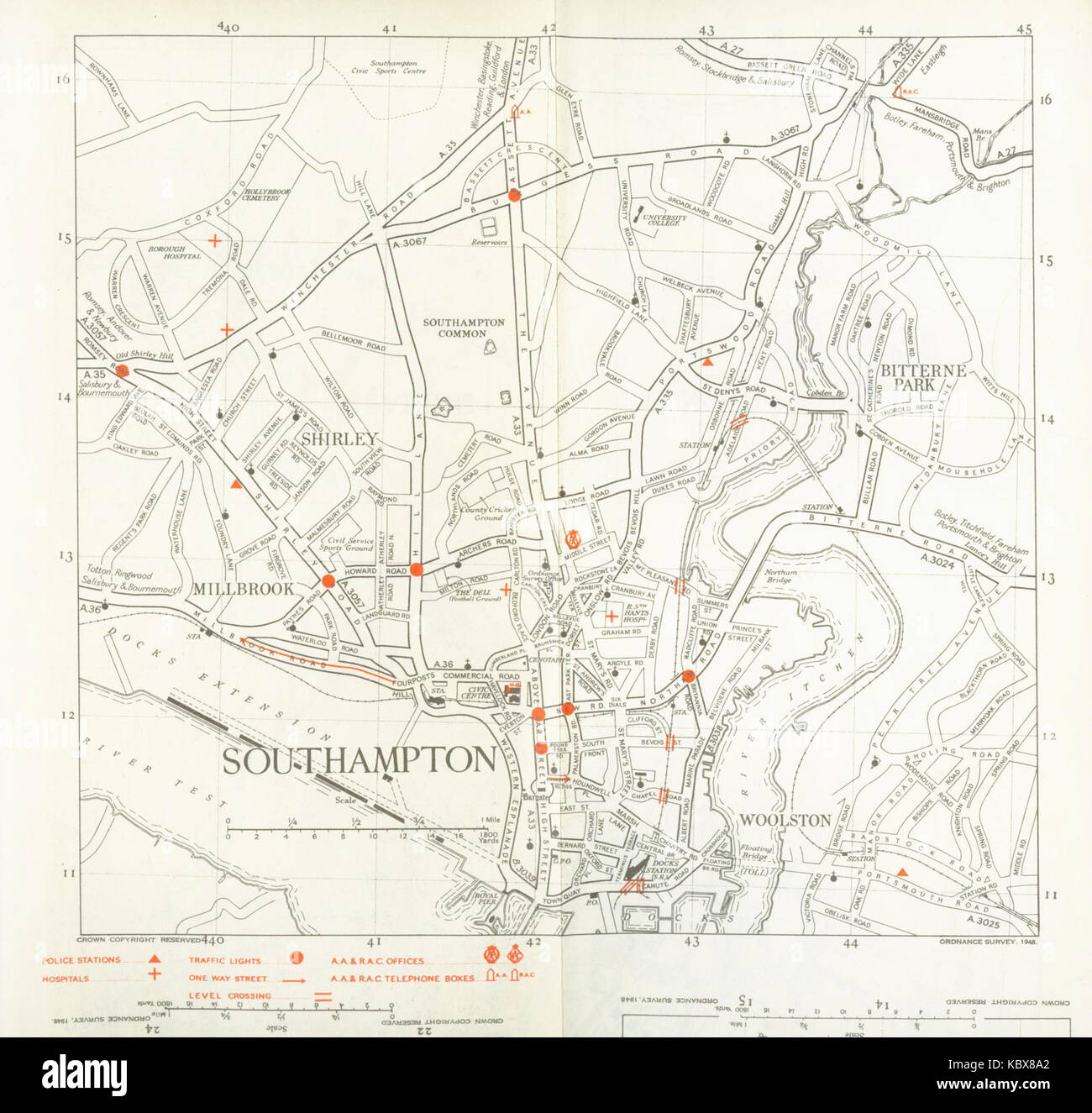 Southampton street map hi res stock - Southampton Road Map 1948 KBX8A2