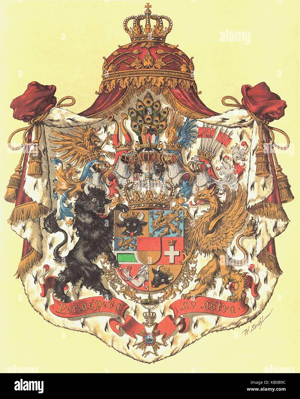 Wappen Deutsches Reich   Grossherzogtum Mecklenburg Schwerin Stock Photo