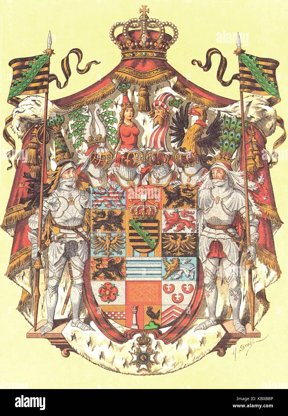 Wappen Deutsches Reich   Herzogtum Sachsen Meiningen Hildburghausen (Grosses) Stock Photo