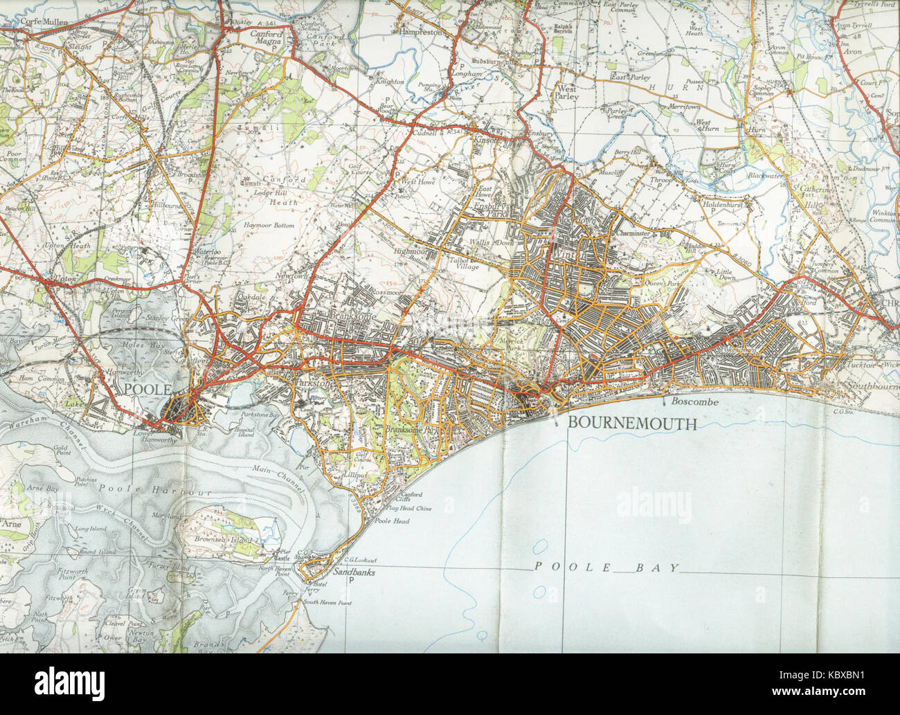 This map from 1937 shows the layout of Bournemouth, England, offering ...