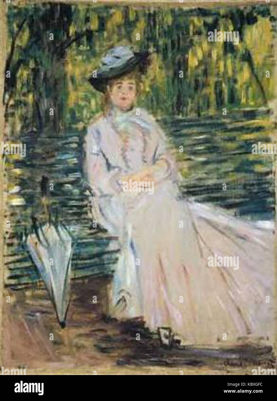 Femme assise sur un banc Stock Photo Alamy