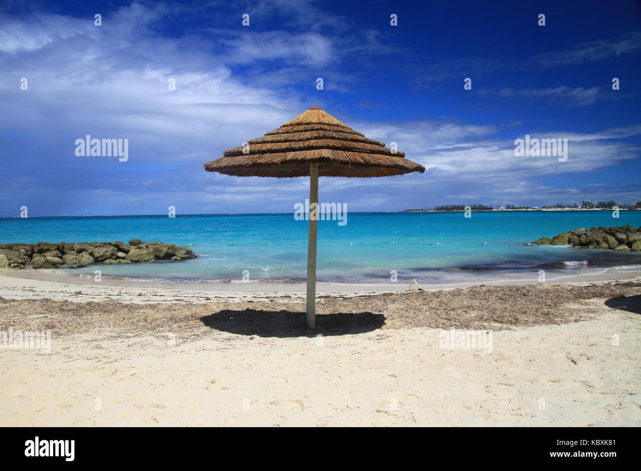 Luxury vacation on a beach with beautiful crystal blue water Stock Photo