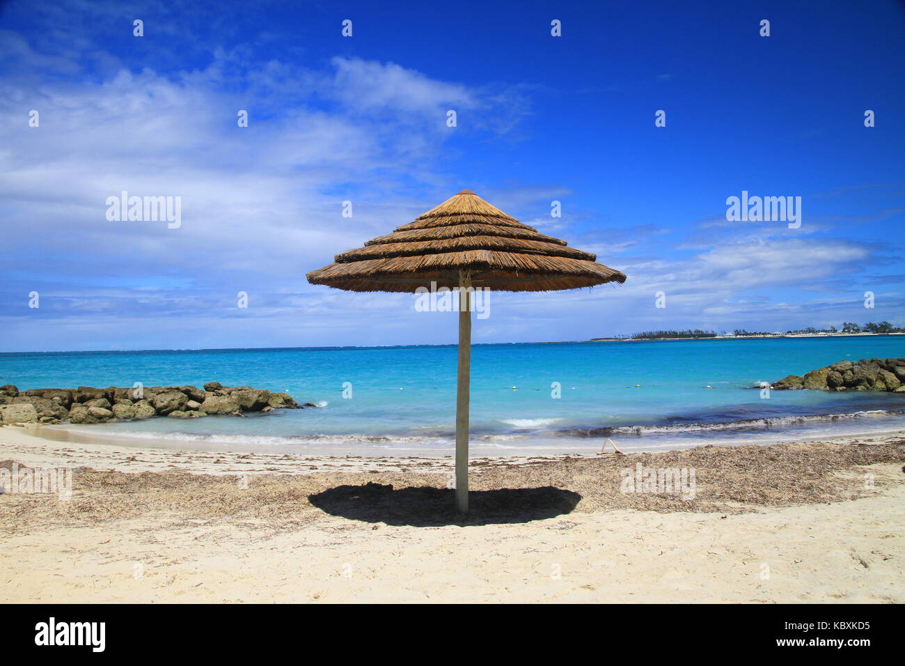 Luxury vacation on a beach with beautiful crystal blue water Stock Photo