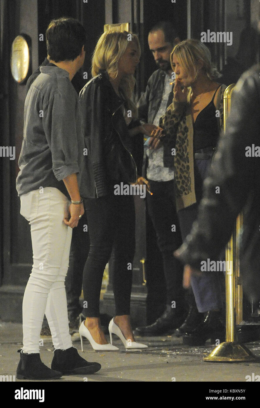 Lottie Moss and Jess Woodley enjoy a night out at Mahiki with friends.  Lottie and Jess are seen smoking a cigarette outside the club. Featuring:  Jess Woodley, Lottie Moss Where: London, United