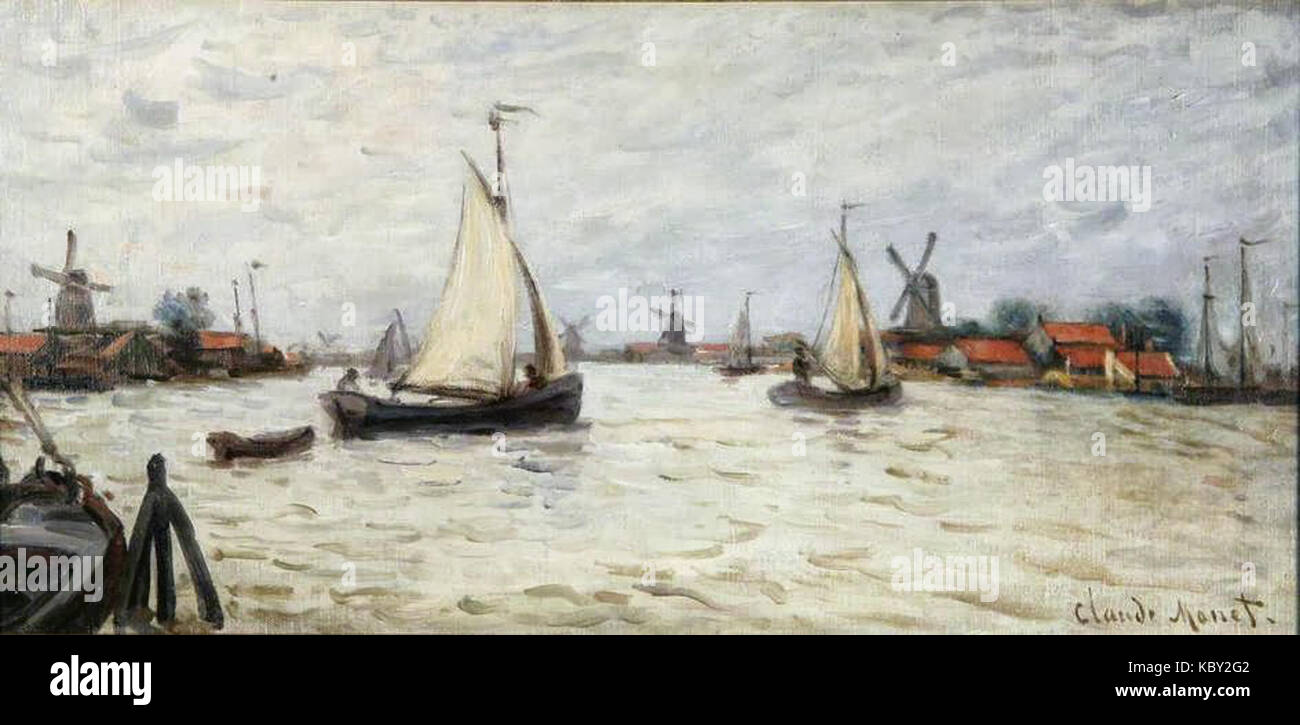 Monet 1871 Boats in Holland, Near the Zaandam Stock Photo - Alamy
