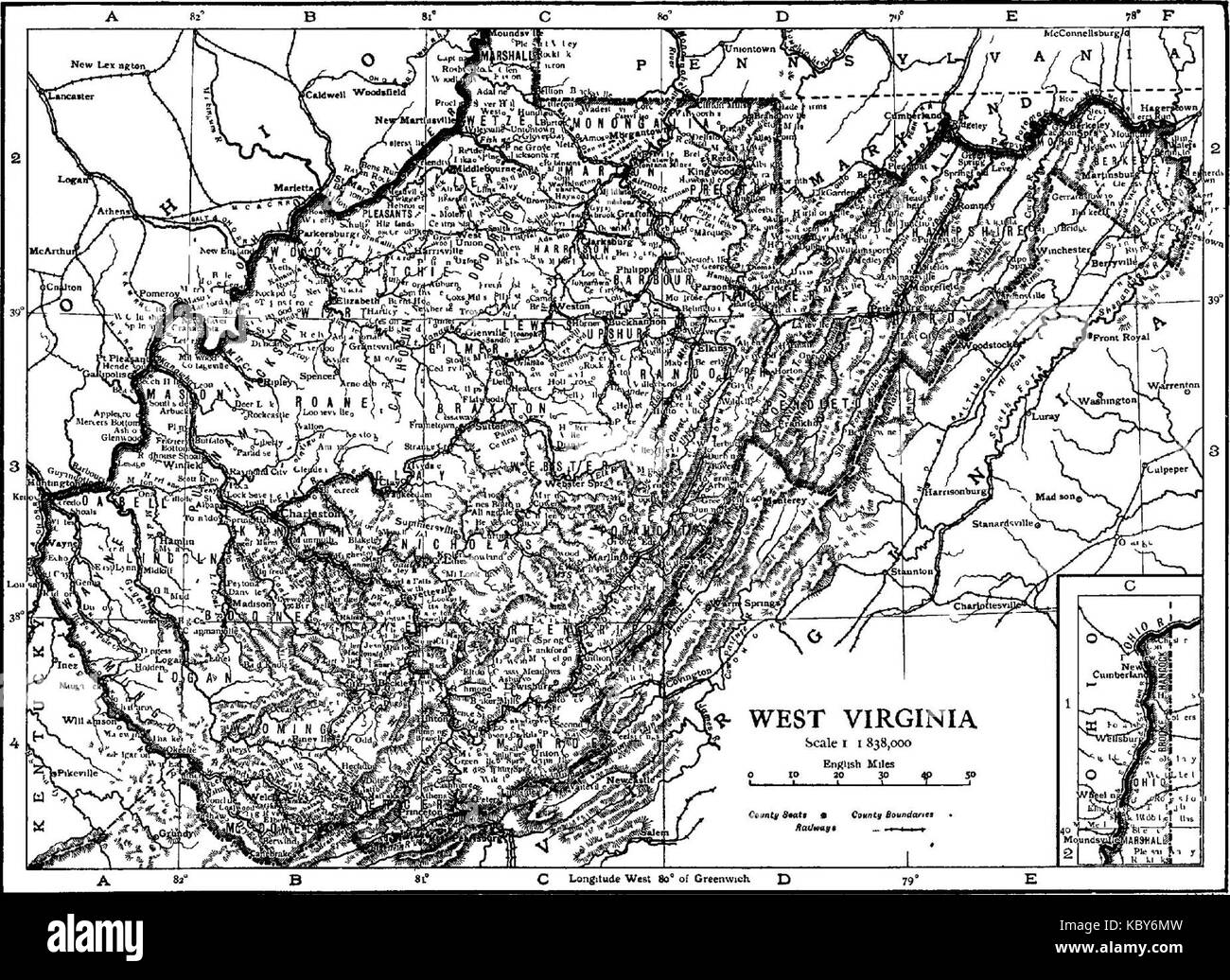 West virginia map Black and White Stock Photos & Images Alamy