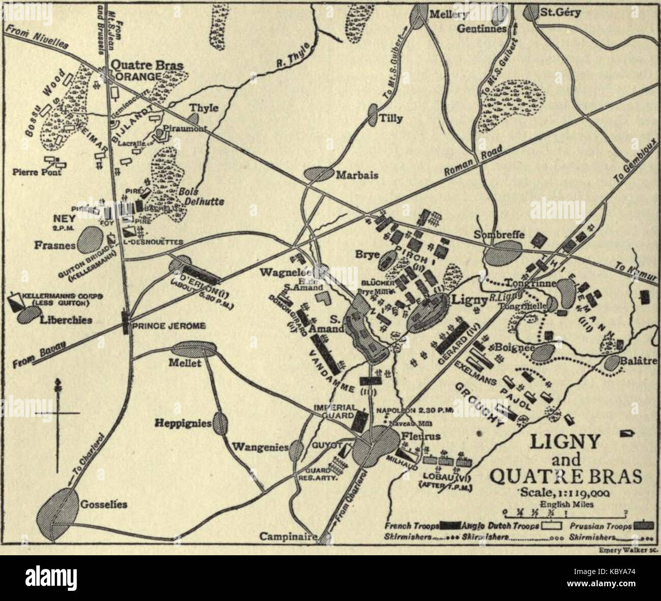EB1911 28 0376 a Waterloo Campaign, Map II Stock Photo