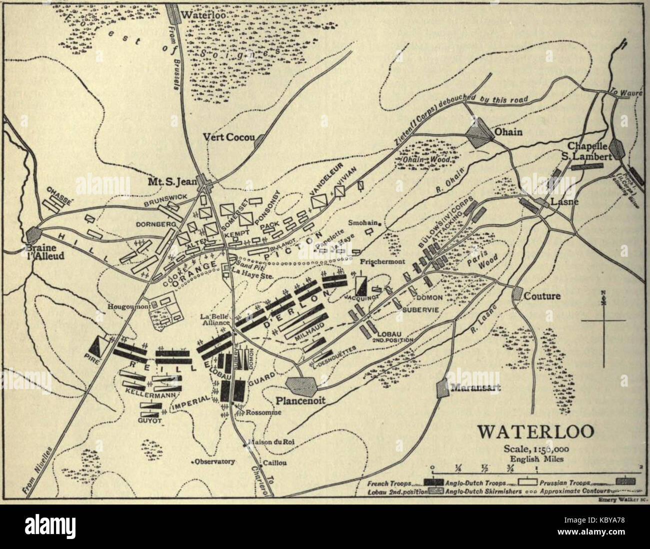 EB1911 28 0380 a Waterloo Campaign, Map III Stock Photo