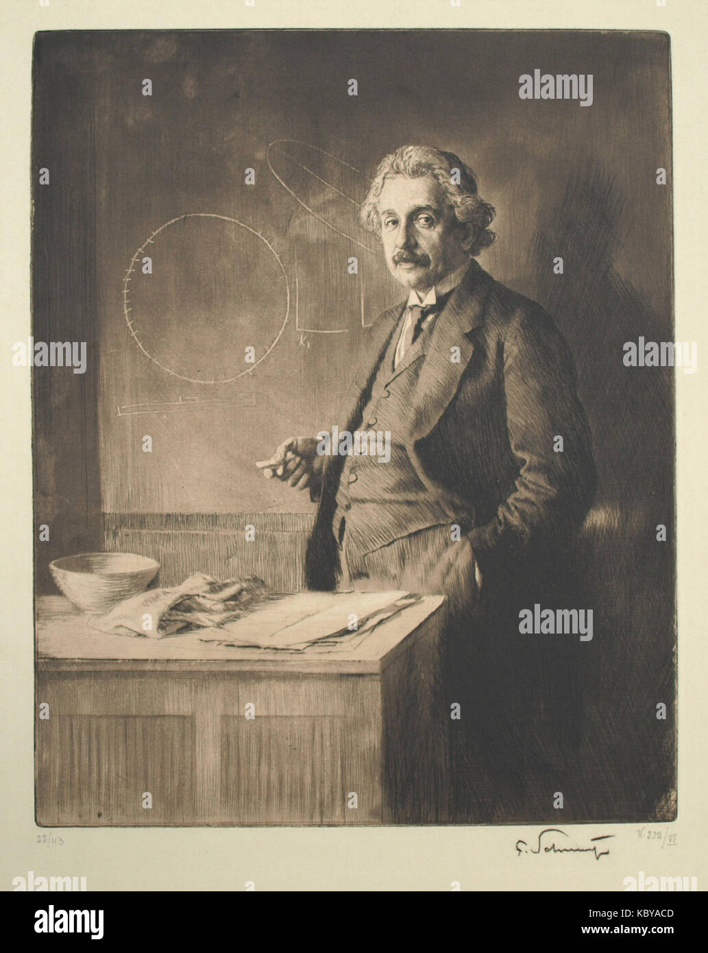 Albert Einstein, Etching by Ferdinand Schmutzer 1921 Stock Photo