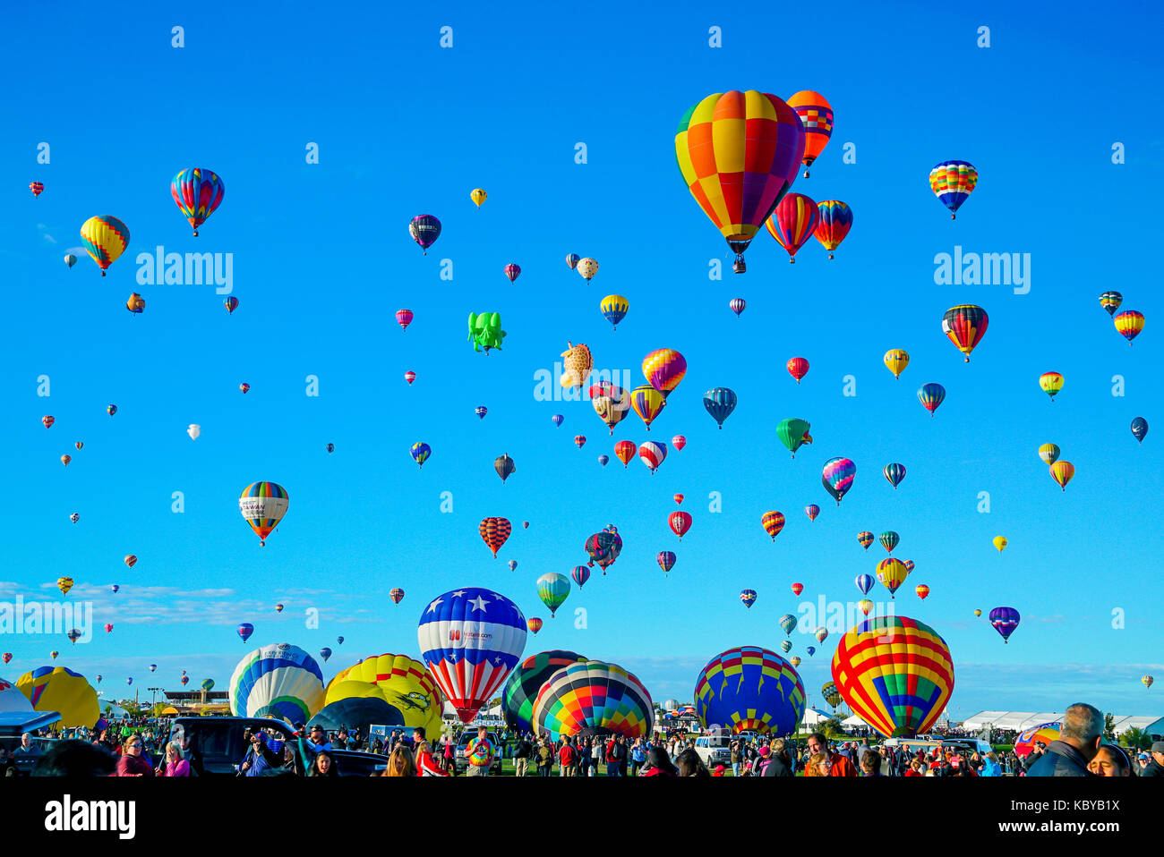 Albuquerque International Balloon Fiesta! This event happens once a year and is an incredible experience for people of all ages. Stock Photo