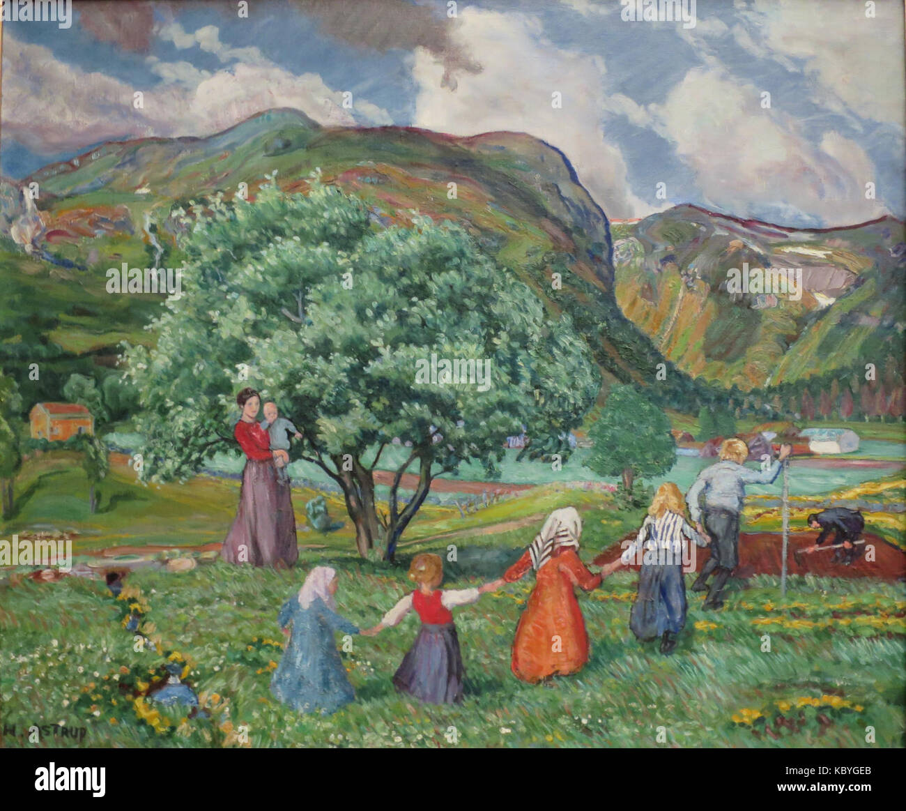 'Summer and Playing Children' by Nikolai Astrup, Bergen Kunstmuseum Stock Photo