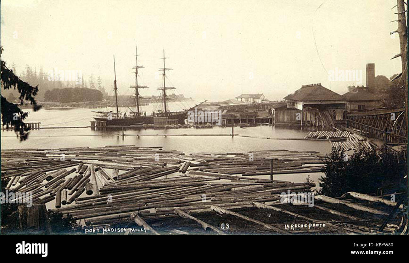 Port Madison lumber mill, Washington, ca 1892 (LAROCHE 96 Stock Photo