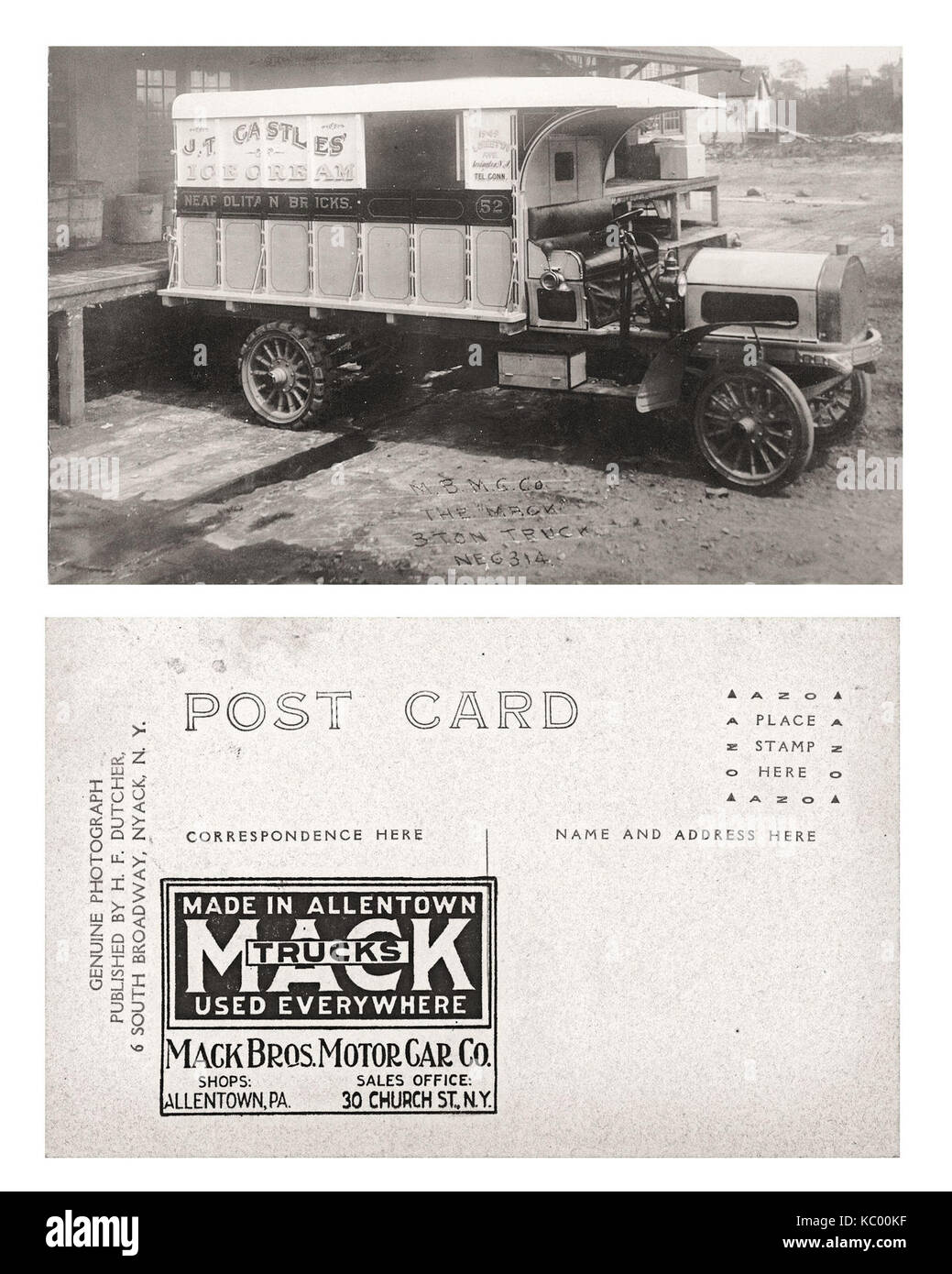 1911   Mack Truck Trade Card Allentown PA Stock Photo